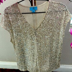 Women’s beige sequined top.